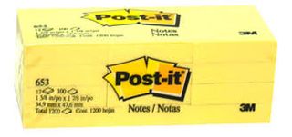 POST IT NOTES 653 YELLOW  PKT/12