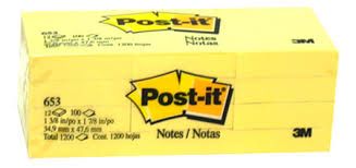 POST IT NOTES 653 YELLOW  PKT/12