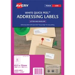 AVERY LASER LABELS L7164 QP 12UP PK/100