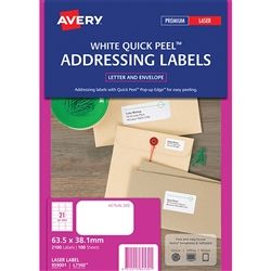 AVERY LASER LABELS L7160 QP 21UP PK/100