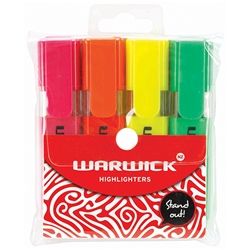 WARWICK HIGHLIGHTERS ASSORTED 4 PACK