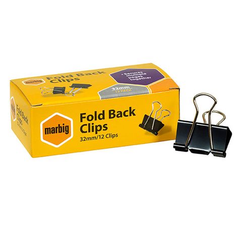 FOLDBACK CLIPS MARBIG 32MM BOX/12