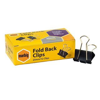 FOLDBACK CLIPS MARBIG 25MM BOX/12