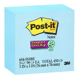 POST-IT SUPER STICKY NOTES 654-5SSBE BLU