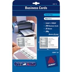 AVERY C32011 BUSINESS CARDS 10 UP PK/25