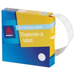 AVERY CIRCLE LABEL WHITE 14MM PK1050