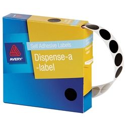 AVERY CIRCLE LABEL BLACK 14MM PK1050