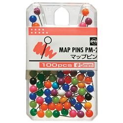 MAP PINS ASSORTED PM-2 PKT/100 OPEN