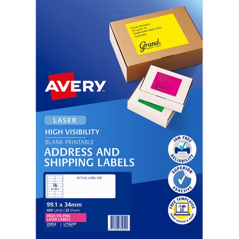AVERY FLUORO LABELS L7162FP16 UP PINK