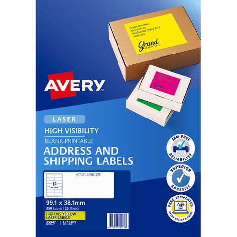 AVERY FLUORO LABELS L7163FY 14 UP YELLOW