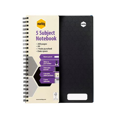 MARBIG NOTEBOOK 5 SUBJECT A4 PP BLACK