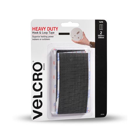 VELCRO HD STRIP H&L 50X100MM BLACK PK2