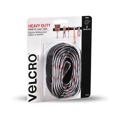 VELCRO HD TAPE H&L 25MMX1M BLACK PK1