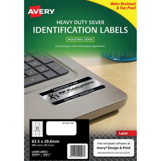 AVERY LABELS ID L6011 SILVER 27UP PK20