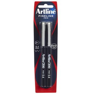 ARTLINE 200 FINELINER PEN 0.4MM BLACK 2P