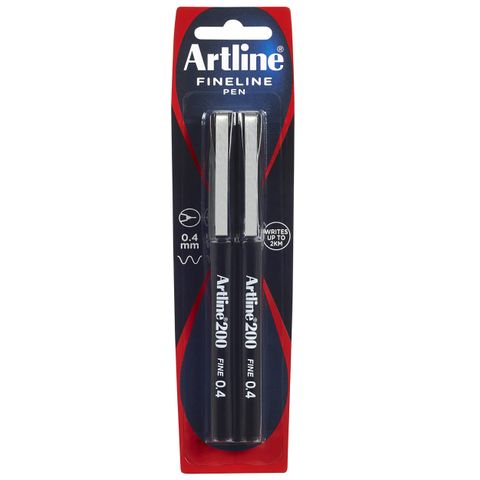 ARTLINE 200 FINELINER PEN 0.4MM BLACK 2P