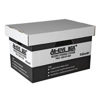 ESSELTE ARCHIVE BOX WITH LID BLACK/WHITE