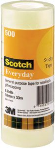 SCOTCH TAPE EVERYDAY CLEAR18MMX33M BX/8