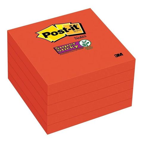 POST-IT SUPER STICKY NOTES 654-5SSRR RED
