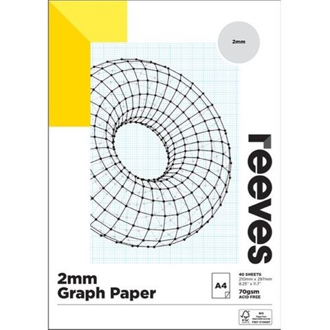 REEVES GRAPH PAPER PAD A4 2MM QUAD