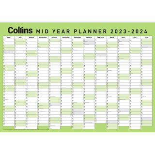 Collins A2 Mid Yr Wall Planner Laminated