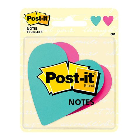 POST-IT HEART SHAPED NOTES 76X76mm PK/2