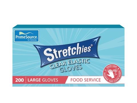 GLSEGL Glove Plastic Clear Stretchies Large 200 pkt