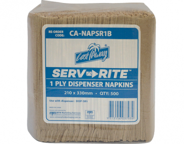 Castaway Napkin Serv-Rite Brown1ply for Dispenser 500 Slve