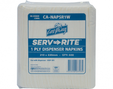 Castaway Napkin Serv-Rite White1ply for Dispenser 500 Slve