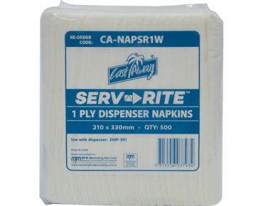 LCCA-NAPSR1W MPM Castaway Napkin Serv-Rite White1ply 500 per slve