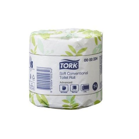 Tork Advanced Conventional Toilet Roll  Wrapped 400 Sht 48 Roll/Ctn