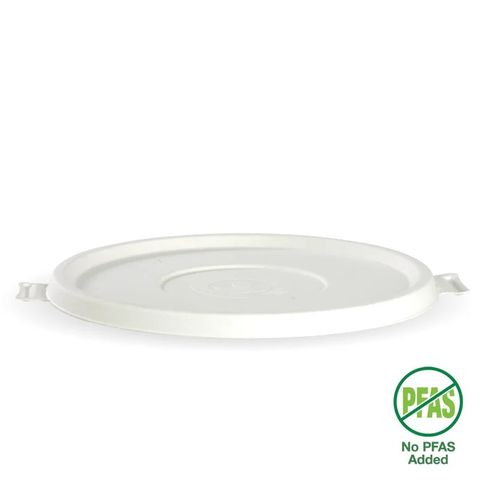 EB-BLL-W Biopak 800-1,420ml / 24-48oz White Plant Fibre BioBowl Lid 50 units per