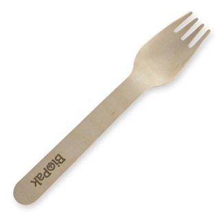 Biopak 16cm Wooden Fork 100 units per pk