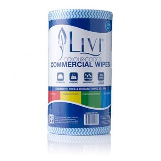 Cottonsoft Livi Commercial Cloth Wipes Blue 90 sheets per roll