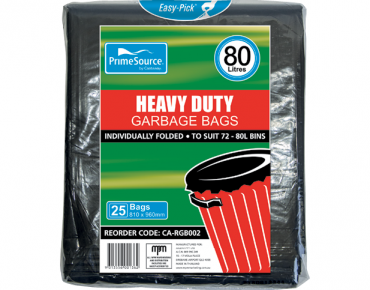 Prime Source Heavy Duty Rubbish Bags 80L 25 Slve