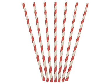 Straw Regular Red/White Stripe Paper 250pk