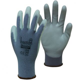 Bastion Messina Grey Nylon Gloves Grey Polyurethane Coating M Size 8