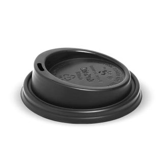 Biopak PLA Black Lid 80mm For 6,8,10 and 12 oz Cups 50 units per slve