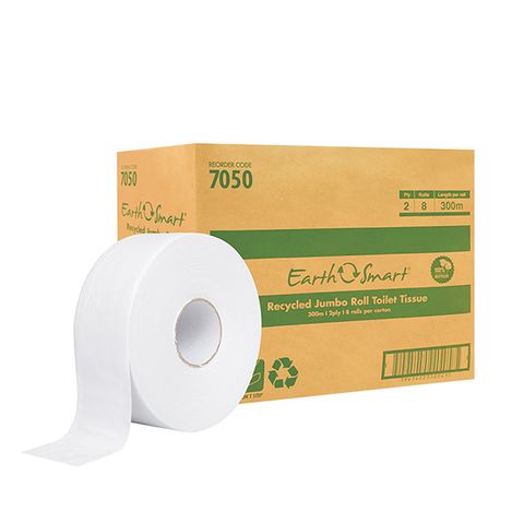 Earthsmart Recycled Jumbo Toilet Paper 2ply 300m Roll 8 Roll Ctn Was GJ2A