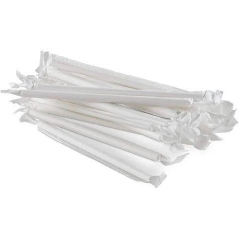 Hi IQ Sugarcane Straw Individually Wrapped 7mm 250mm Long 300pack