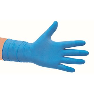 Pomona Selfgard Large Blue Nitrile Glove PF 300mm Cuff 100 per pk