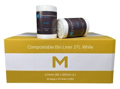 M Compostable Bin Liners 27L 50 Roll 510x650mm