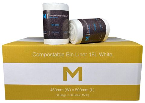 M Compostable Bin Liners 18L 50 / Roll 450x500mm