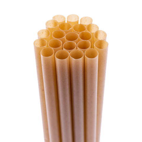Hi IQ Sugarcane Straw Unwrapped 8mm x 210mm Long 50pack