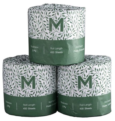 M Recycled Wrapped 2 ply Toilet Paper 400 Sht per roll 48 Rolls / ctn
