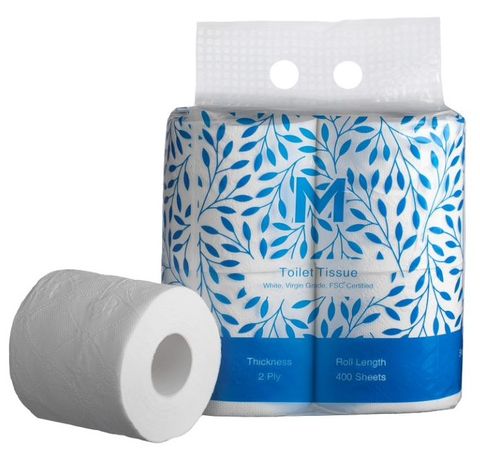 M Toilet Paper 2ply  4 pack 400 sheets per roll 48 rolls per carton
