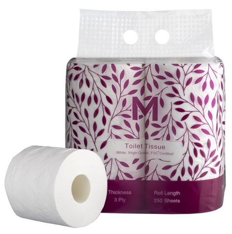 M Toilet Paper 3 Ply / 48 unitts per ctn  /  250 shts Per Roll
