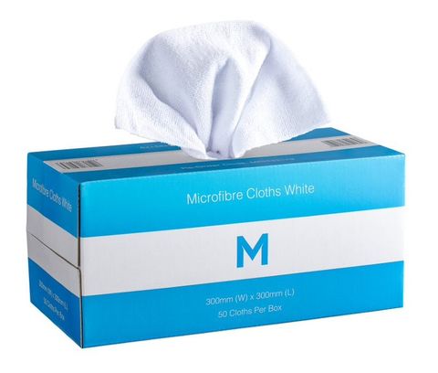 Matthews Microfibre Cloths White  Dispenser Box 50 per box