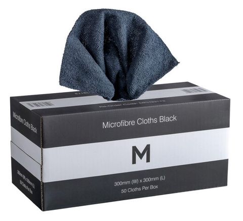 Matthews Microfibre Cloths Black  Dispenser Box 50 per box