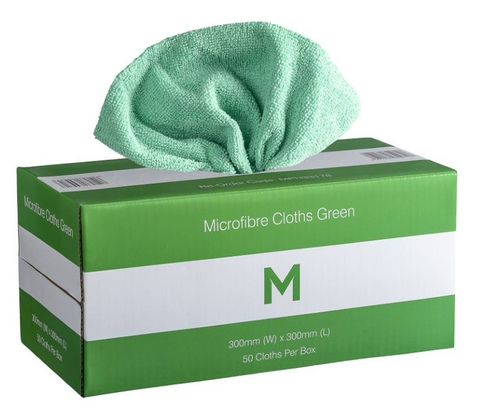 Matthews Microfibre Cloths Green  Dispenser Box 50 per box
